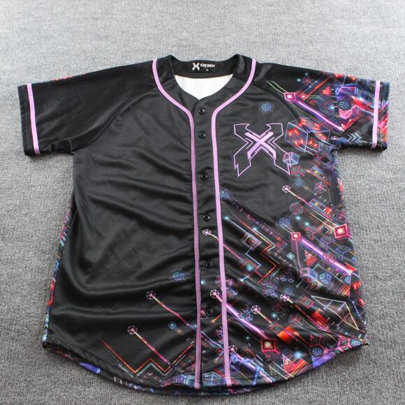 Excision Nexus Baseball Jersey Mens Large Black Purple EDM Music Festival Rave - Picture 1 of 10
